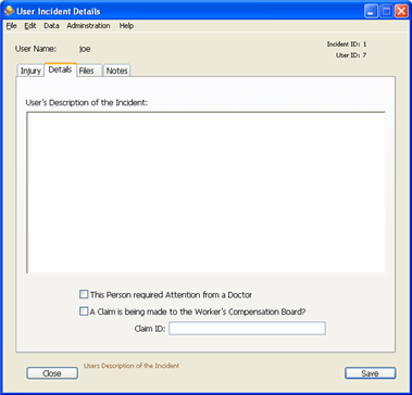 Incident User Details Panel