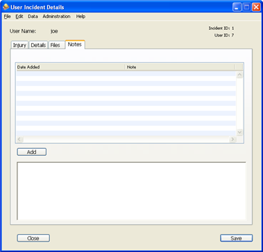Incident User Notes Panel